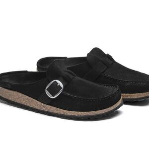 Birkenstock Buckley Suede Leather Clogs- Black